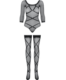 Obsessive black net bodysuit & stockings