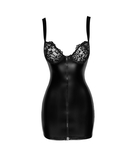 Noir Handmade black matte look mini dress with lace