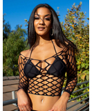 Leg Avenue Gimme More black net crop top