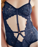 Allure Lingerie Gisele navy blue lace and mesh bodysuit