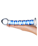 gläs Blue Spiral glass dildo