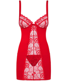 Obsessive Heartina Red Chemise with Lace Inserts