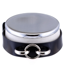 HEL Milano Camilla black leather collar with silver coloured ring