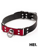 HEL Milano Leather Collar in Black & Red