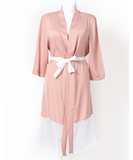 SexyStyle золотисто-розовый халат с белым поясом и подолом