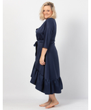 MAKE Dark Blue Asymmetrical Robe with Ruffles