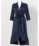 MAKE Dark Blue Asymmetrical Robe with Ruffles