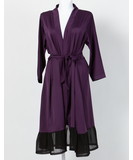 MAKE темно-фиолетовый халат с черными шифоновыми оборками
