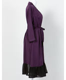MAKE Dark Purple Robe with Black Chiffon Ruffles