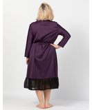 MAKE темно-фиолетовый халат с черными шифоновыми оборками