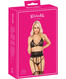 kissable Posy black lace suspender lingerie set