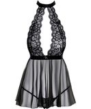 kissable Posy mustast läbipaistvast tüllist babydoll-kleit
