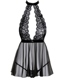 kissable Posy black sheer mesh babydoll