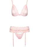 kissable Sinuous pink lace suspender lingerie set