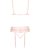 kissable Sinuous pink lace suspender lingerie set