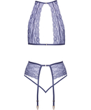 kissable Sinuous purple lace suspender lingerie set