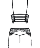 Obsessive Lashy black lace three-piece lingerie set
