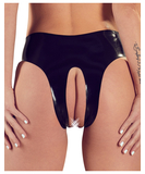 Late X black latex crotchless briefs