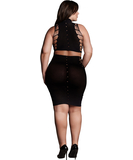 Le Désir Shade black net crop top & skirt