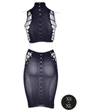 Le Désir Shade black net crop top & skirt
