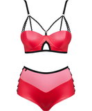 Obsessive Leatheria red wet look lingerie set