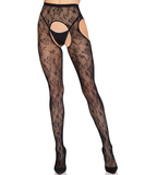 Leg Avenue Esme black net crotchless tights