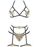 Leg Avenue Golden three-piece strappy lingerie set