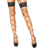 Leg Avenue Jenna black oversized net rhinestone stockings