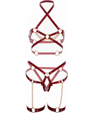 Leg Avenue Lose Control burgundy leatherette harness set