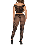 Leg Avenue Love Me Tonight juoda tinklinė palaidinė ir pėdkelnės