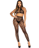 Leg Avenue On The Prowl must võrgust lühike topp ja sukkpüksid