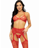 Leg Avenue red net rhinestone bra & crotchless tights