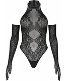 Leg Avenue To a T juoda glaustinukė ir pirštinės