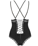 Obsessive Black Bodysuit with Lacing