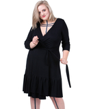 MAKE black tencel robe with flounce hem