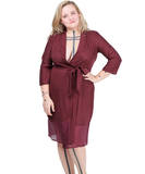 MAKE burgundy tencel robe with sheer hem