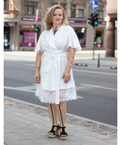 MAKE white tencel robe with lacy hem