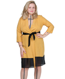 MAKE yellow tencel robe with black sheer hem