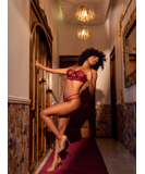 Mapale Enticing czerwony koronkowy komplet bielizny