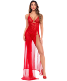 Mapale Lucia red sheer lace dress with thong
