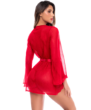 Mapale Luna red sheer mesh peignoir