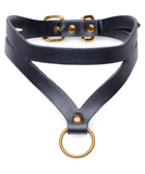 Master Series Bondage Beddie Leatherette apykaklė su O-Ring žiedu