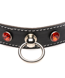 Master Series Strict leatherette choker with red rhinestones