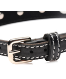 Master Series Strict leatherette choker with red rhinestones