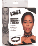 Master Series Strict leatherette choker with red rhinestones