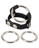 Bad Kitty metal cock rings with faux leather strap