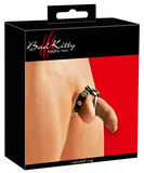 Bad Kitty metal cock rings with faux leather strap