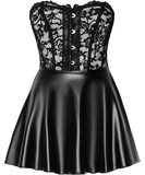 Noir Handmade black matte look mini dress with lace