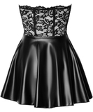 Noir Handmade black matte look mini dress with lace