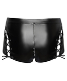 Noir Handmade black matte look shorts with lacing